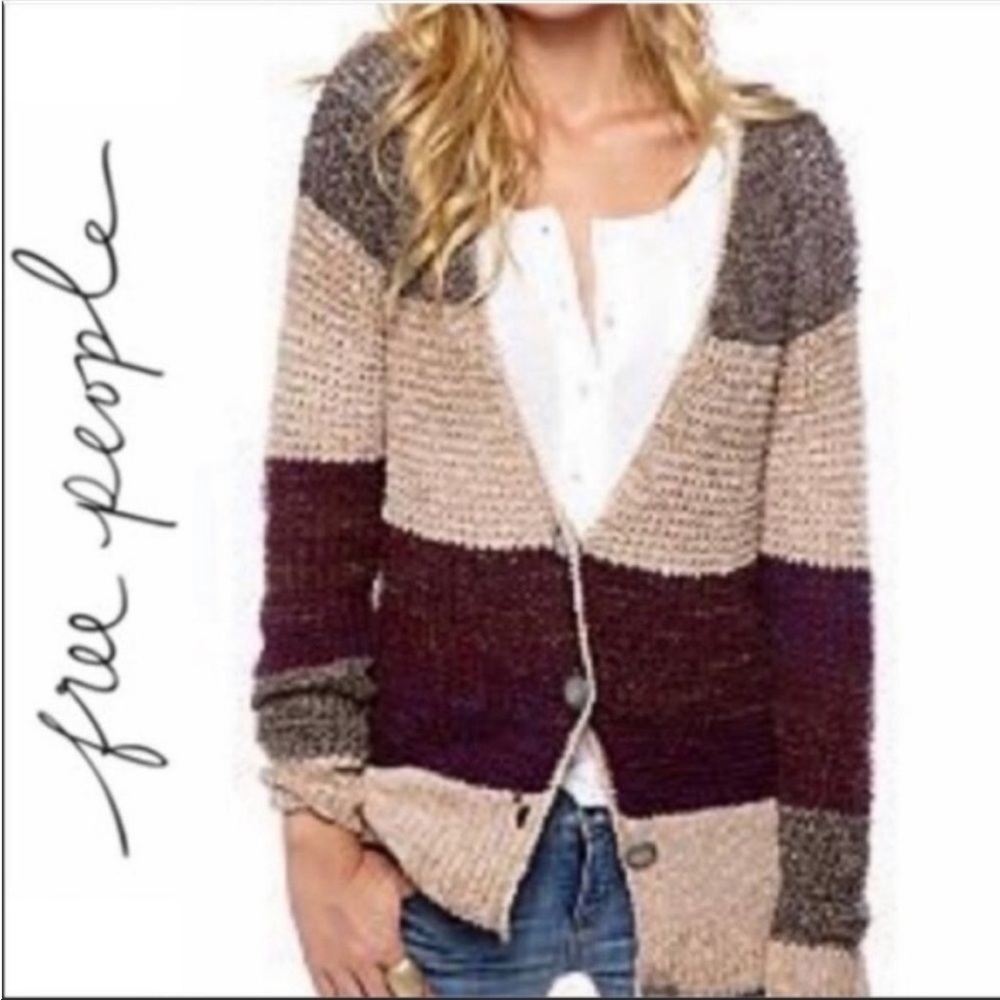 Free People Lake Tahoe Waffle Knit Cardigan Large
